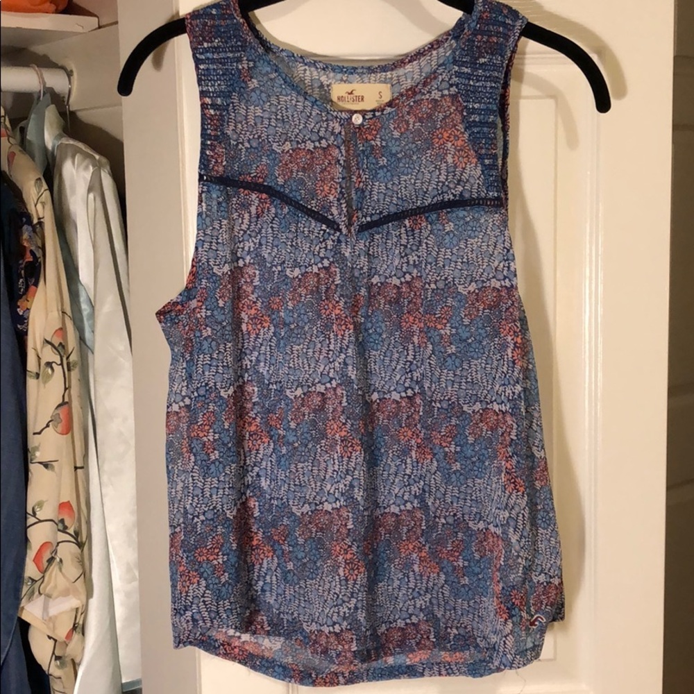 EUC Hollister S Sheer Floral Sleeveless Top